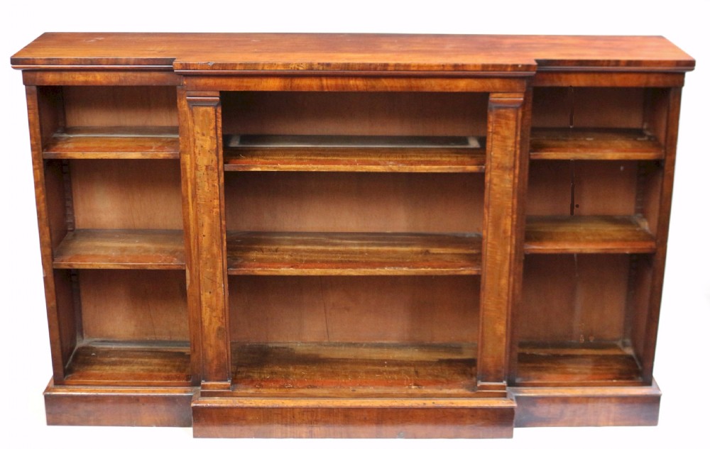 George 1V Mahogany Breakfront Dwarf Open Bookcase.