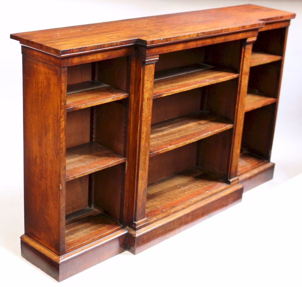 George 1V Mahogany Breakfront Dwarf Open Bookcase. View III