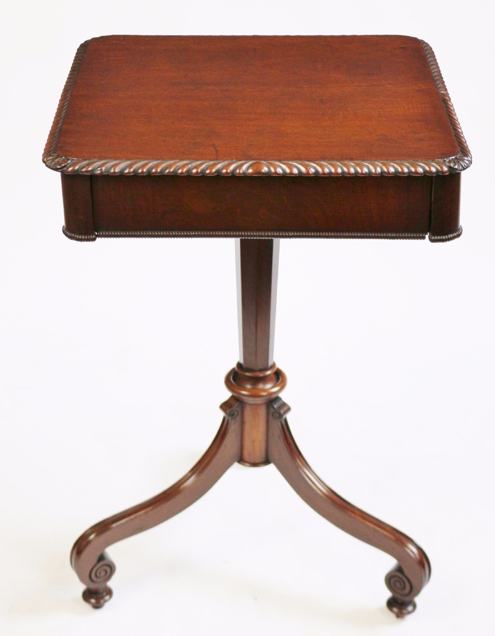 George 1V Mahogany 1 Drawer Lamp Table on Tripod Pedestal Base View II