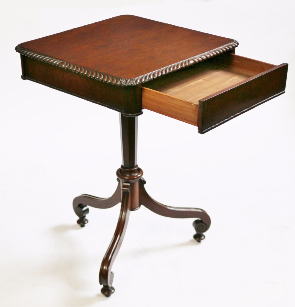 George 1V Mahogany 1 Drawer Lamp Table on Tripod Pedestal Base View III