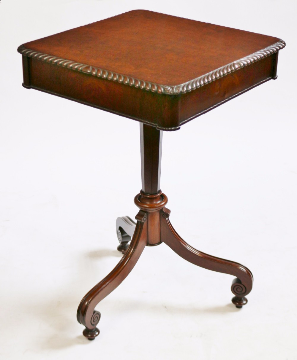 George 1V Mahogany 1 Drawer Lamp Table on Tripod Pedestal Base View IV