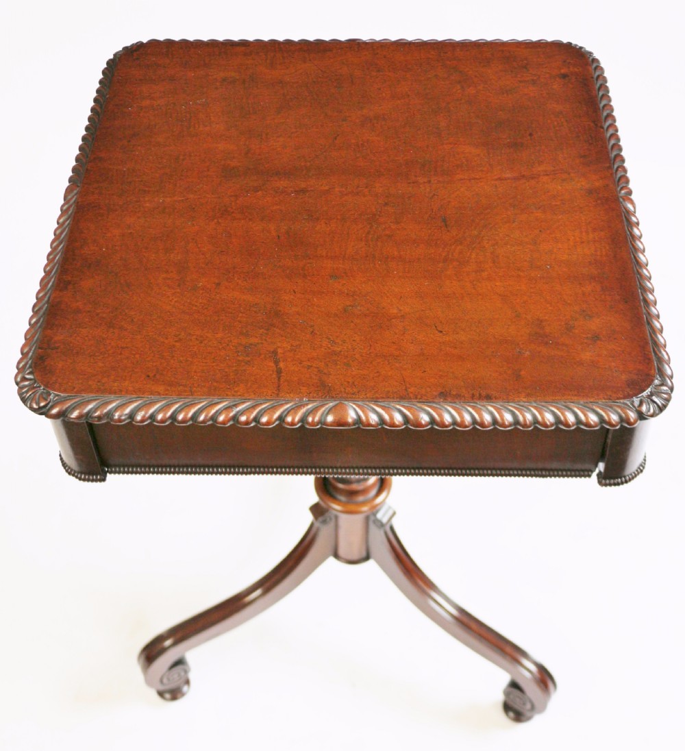 George 1V Mahogany 1 Drawer Lamp Table on Tripod Pedestal Base View V