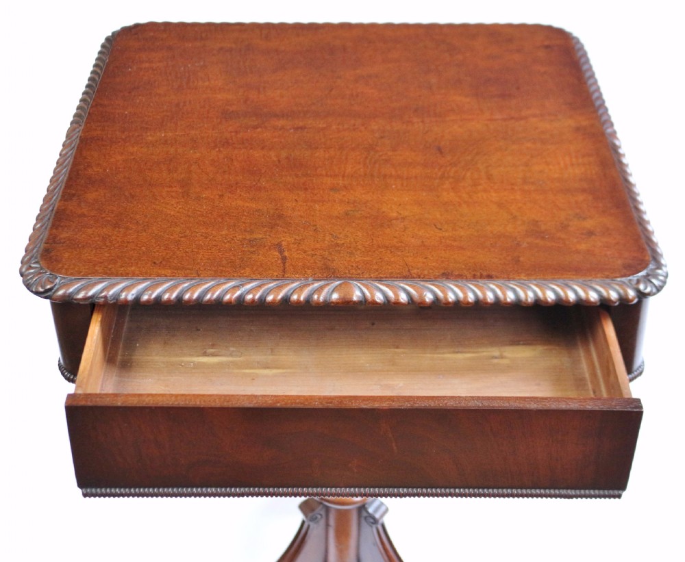 George 1V Mahogany 1 Drawer Lamp Table on Tripod Pedestal Base View VI