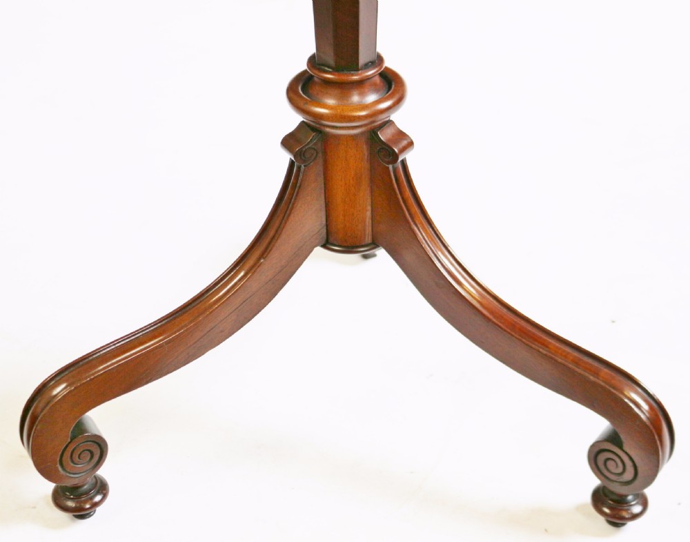 George 1V Mahogany 1 Drawer Lamp Table on Tripod Pedestal Base View IX