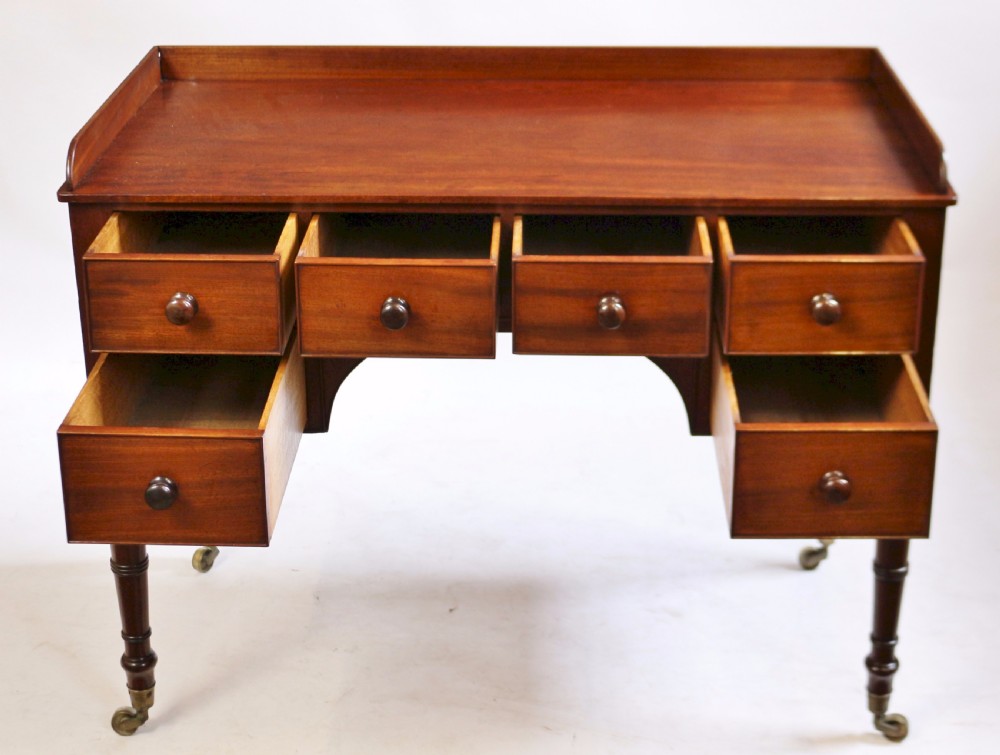 George 1V Mahogany 6 Drawer Kneehole Side Dressing Table View II