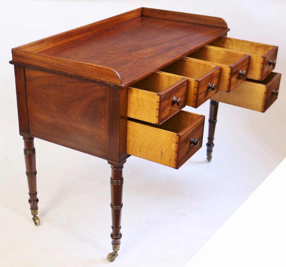 George 1V Mahogany 6 Drawer Kneehole Side Dressing Table View IV
