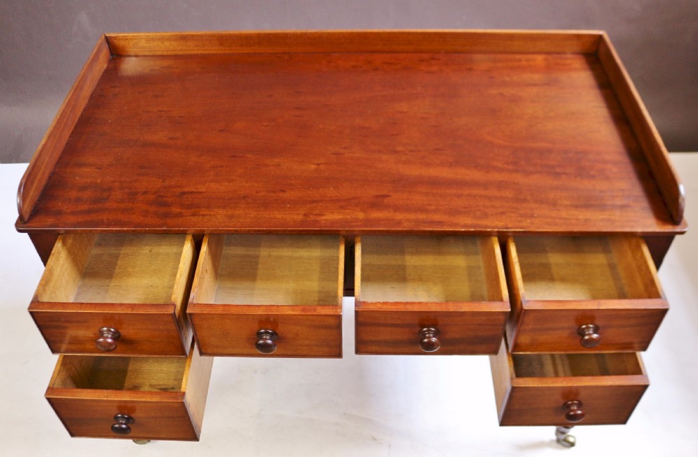 George 1V Mahogany 6 Drawer Kneehole Side Dressing Table View VI