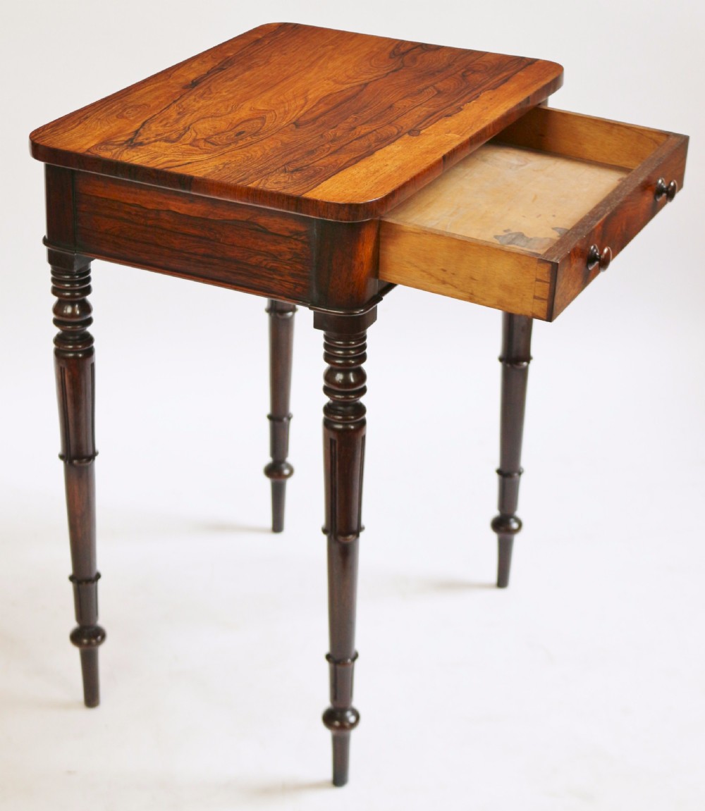 William 1V Figured Rosewood 1 Drawer Freestanding Lamp Table View II