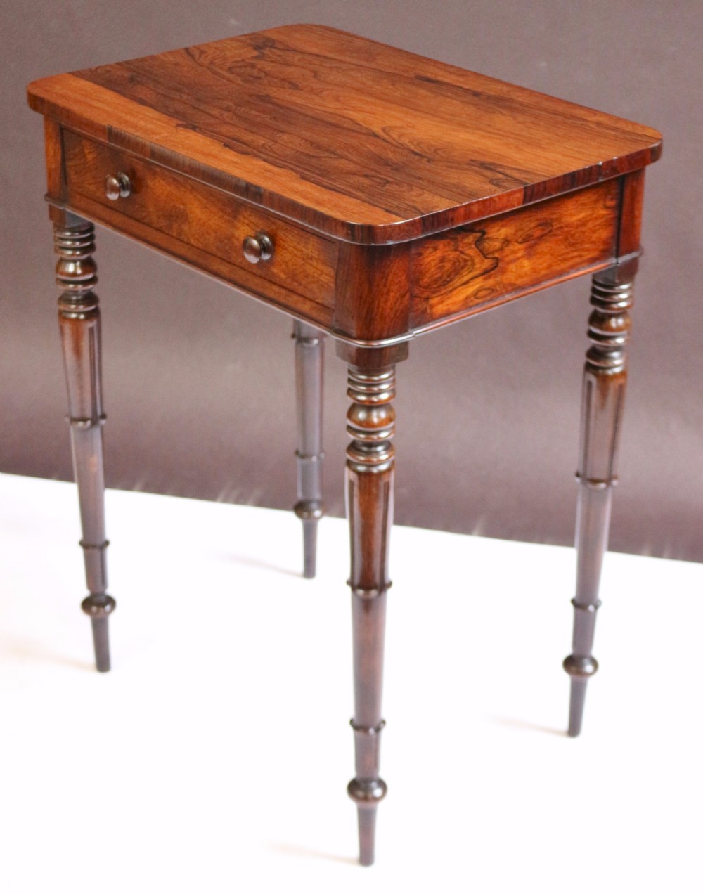 William 1V Figured Rosewood 1 Drawer Freestanding Lamp Table View V