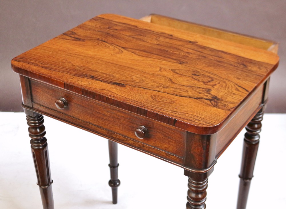 William 1V Figured Rosewood 1 Drawer Freestanding Lamp Table View VI
