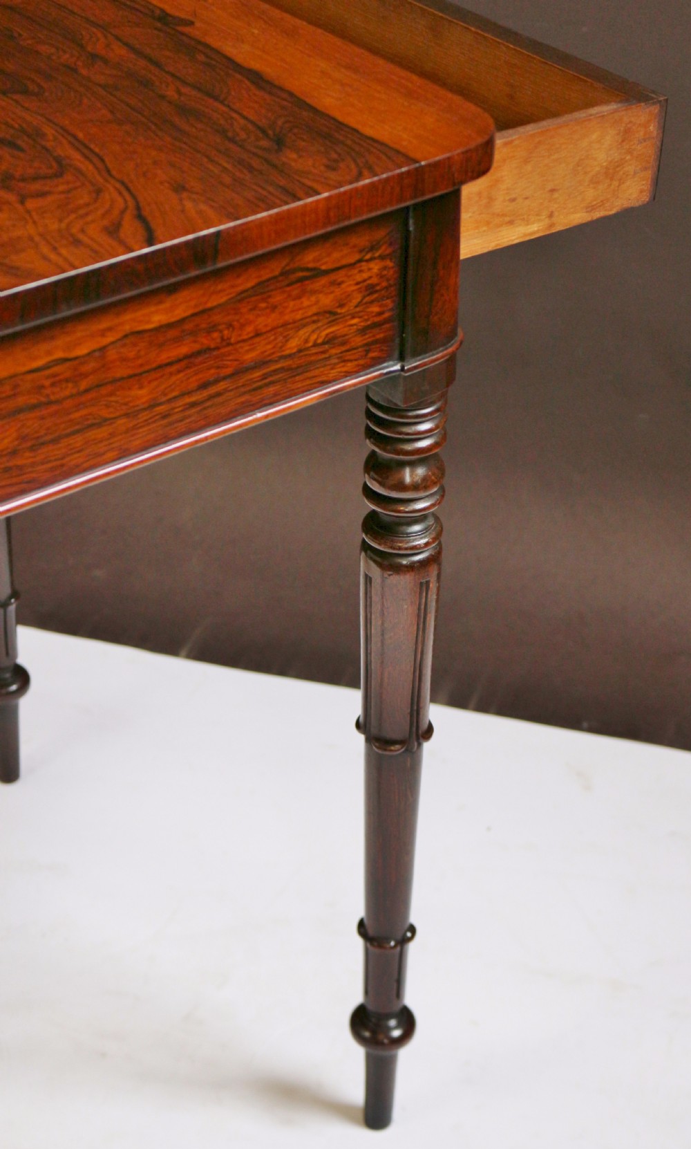 William 1V Figured Rosewood 1 Drawer Freestanding Lamp Table View VIII