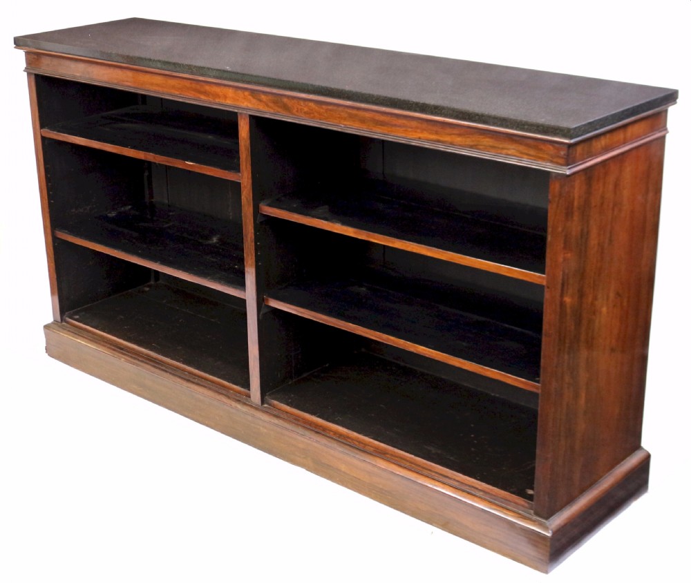 William 1V Rosewood Dwarf Open Bookcase with Marble Top View II