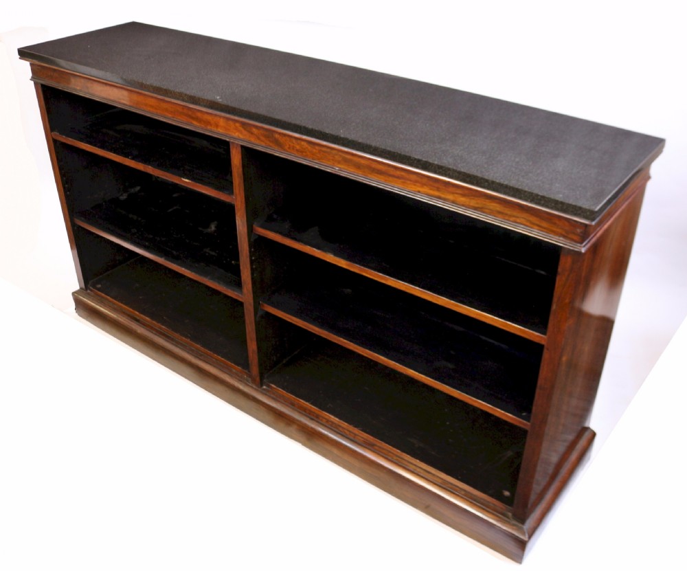 William 1V Rosewood Dwarf Open Bookcase with Marble Top View III