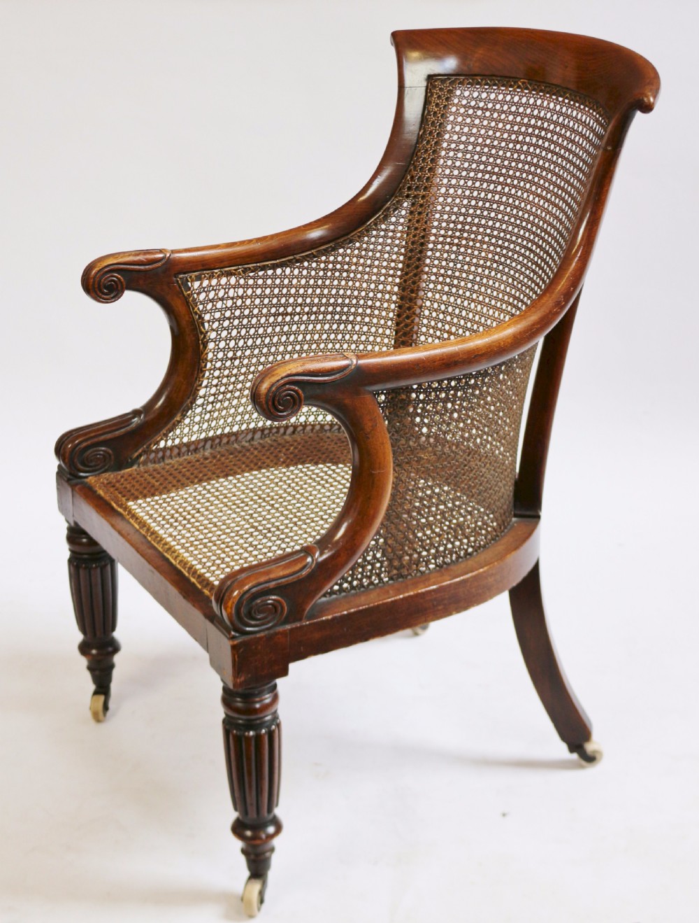 William 1V Mahogany Coloured Beech Bergere Tub Armchair View IV