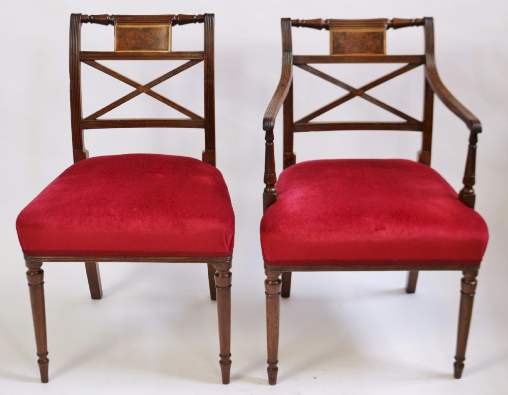 Fine Regency Set of 10 Mahogany Dining Chairs including a Pair of Armchairs View II