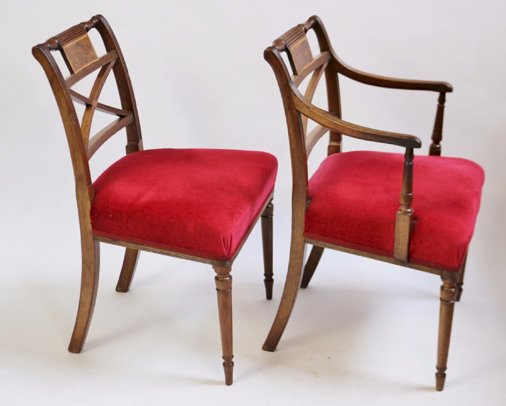 Fine Regency Set of 10 Mahogany Dining Chairs including a Pair of Armchairs View III