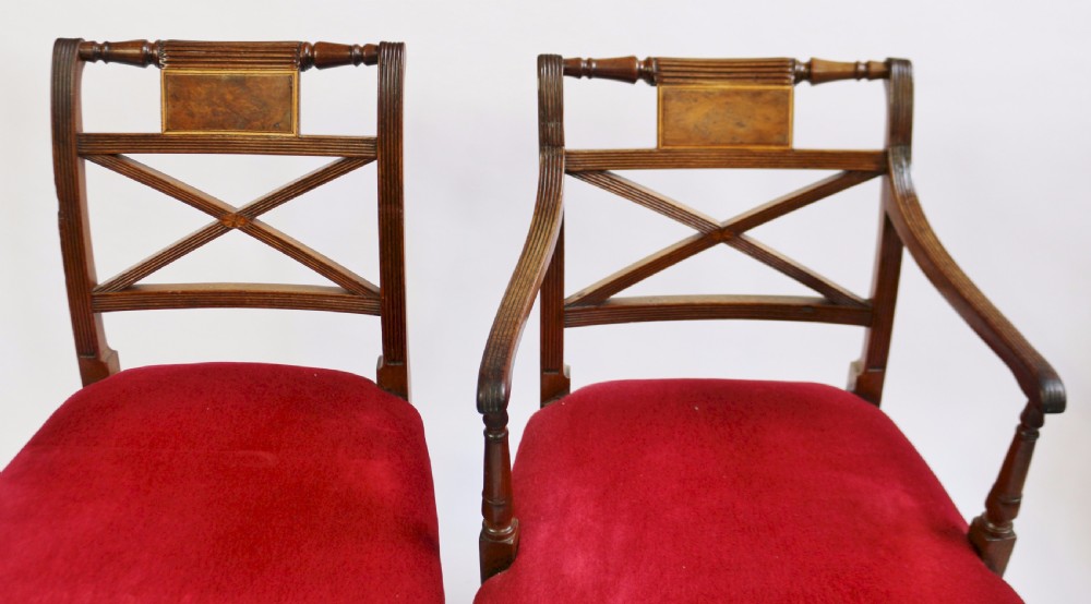 Fine Regency Set of 10 Mahogany Dining Chairs including a Pair of Armchairs View V