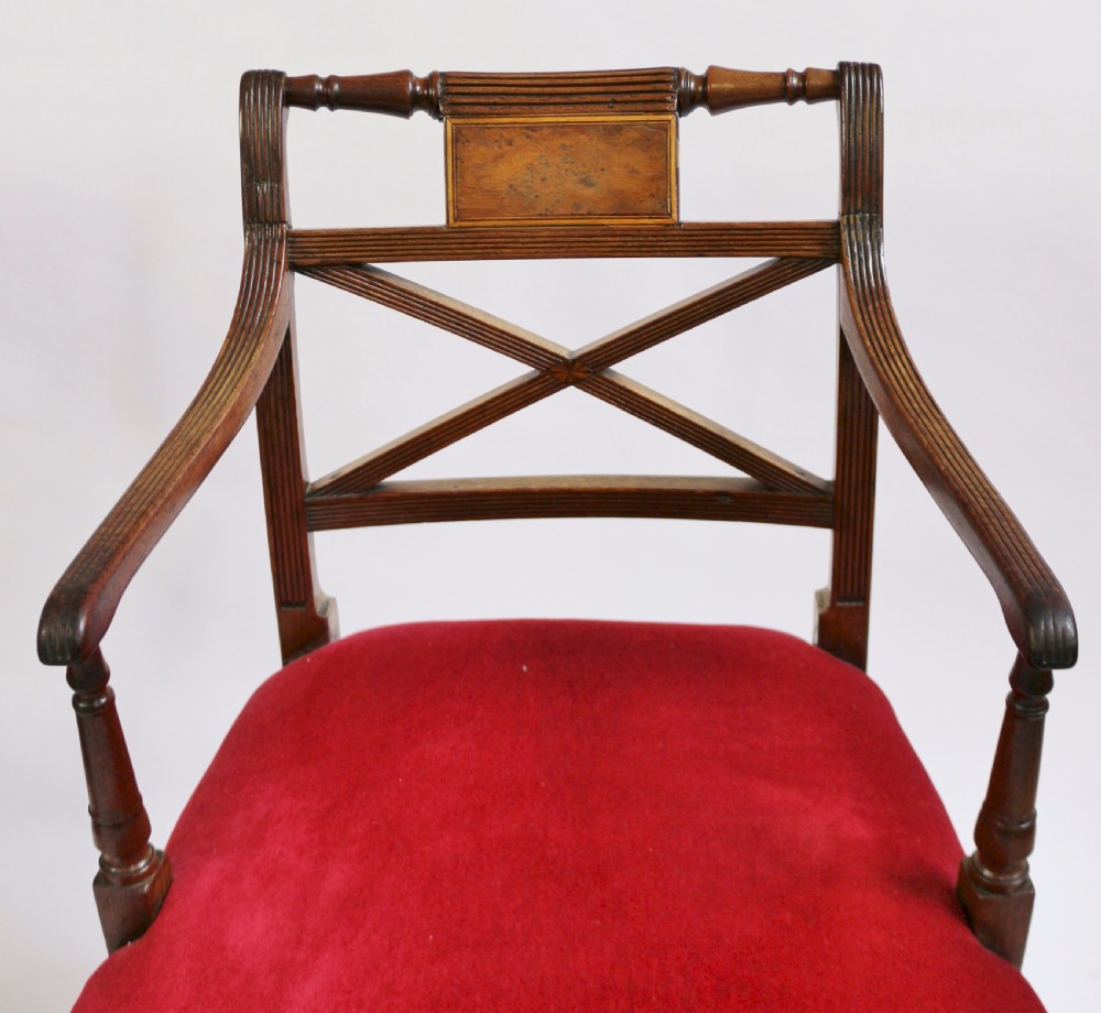 Fine Regency Set of 10 Mahogany Dining Chairs including a Pair of Armchairs View VI