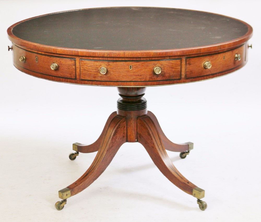 Regency Partridge Wood 8 Drawer Pedestal Drum Table