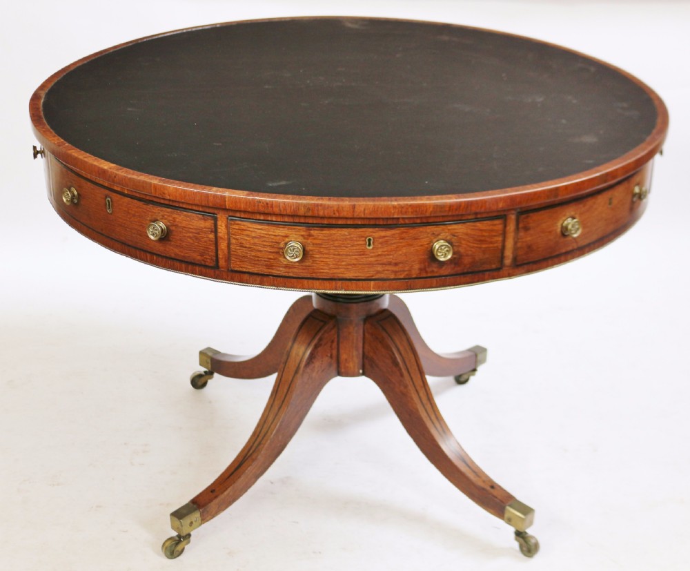 Regency Partridge Wood 8 Drawer Pedestal Drum Table View II