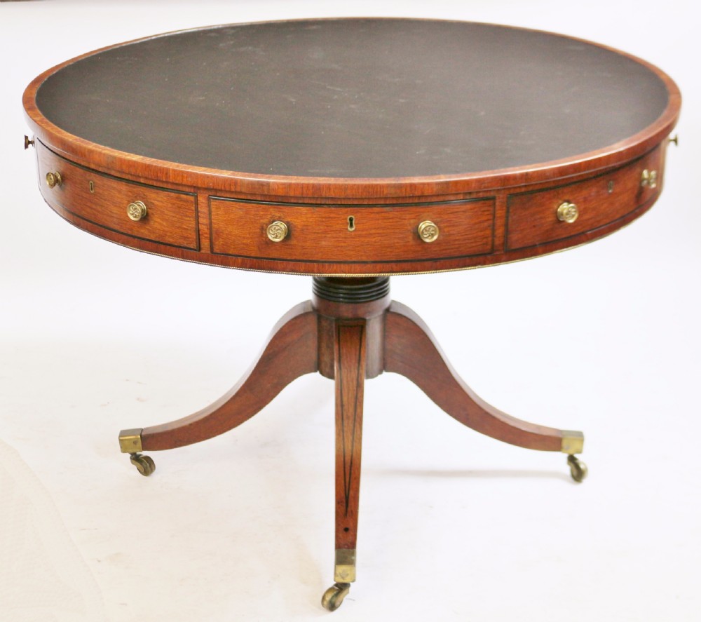 Regency Partridge Wood 8 Drawer Pedestal Drum Table View III