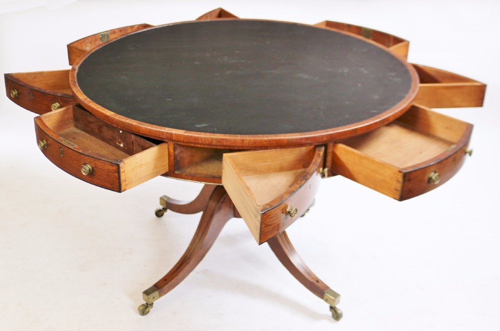 Regency Partridge Wood 8 Drawer Pedestal Drum Table View IV