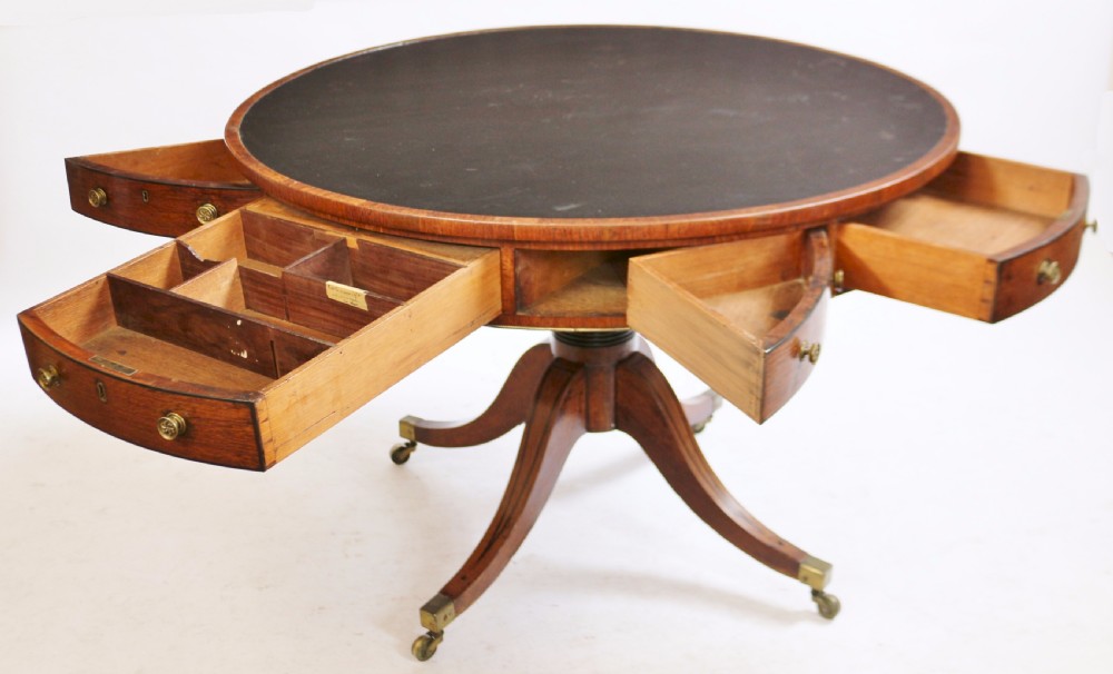 Regency Partridge Wood 8 Drawer Pedestal Drum Table View VI