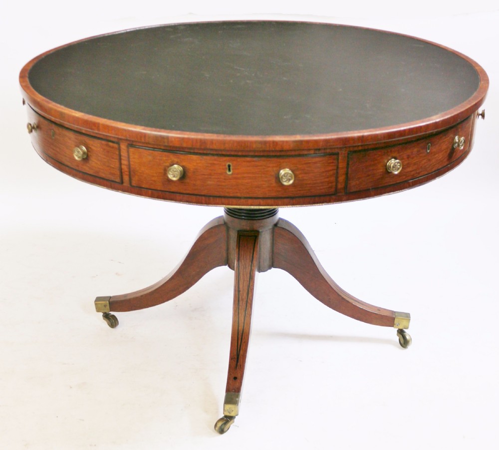 Regency Partridge Wood 8 Drawer Pedestal Drum Table View VIII
