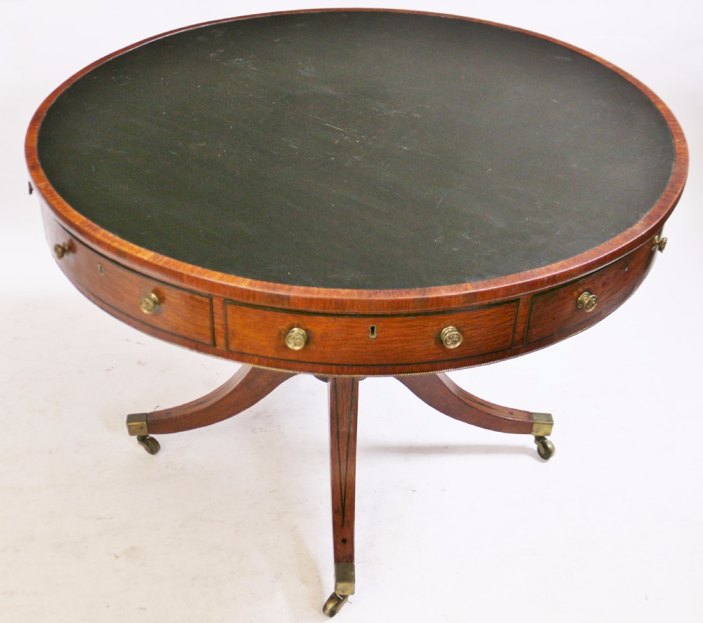 Regency Partridge Wood 8 Drawer Pedestal Drum Table View IX