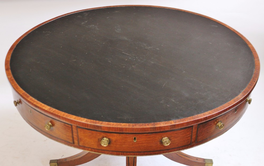 Regency Partridge Wood 8 Drawer Pedestal Drum Table View X