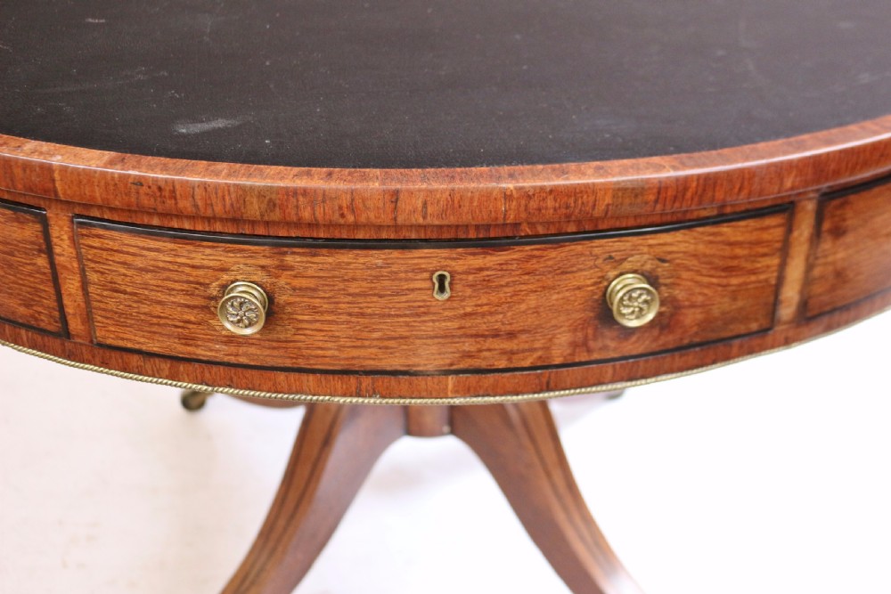 Regency Partridge Wood 8 Drawer Pedestal Drum Table View XI