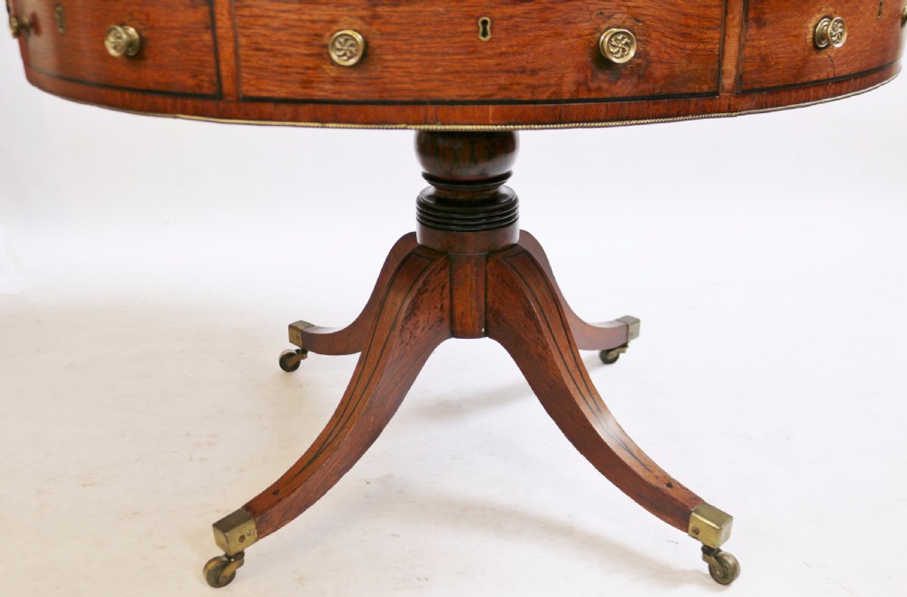 Regency Partridge Wood 8 Drawer Pedestal Drum Table View XIII