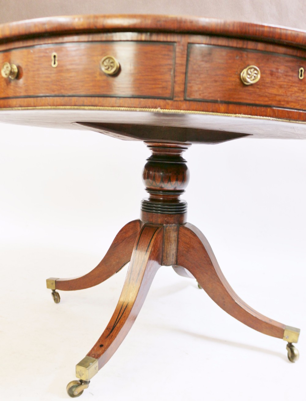 Regency Partridge Wood 8 Drawer Pedestal Drum Table View XVI