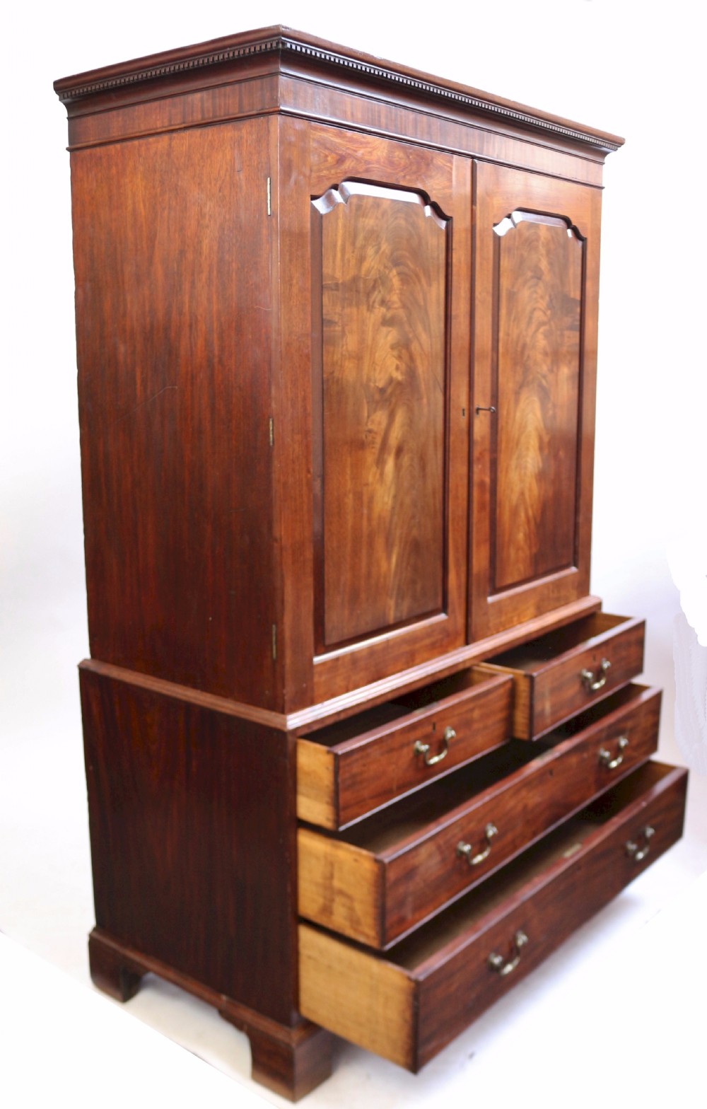 George 111 Mahogany Linen Press in the Manner of Gillows View II