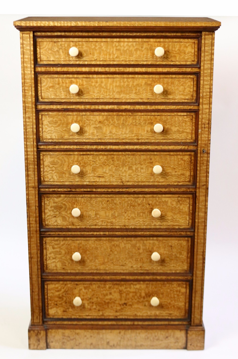 Fine Quality Early Victorian Hungarian Ash 7 Drawer Wellington Chest