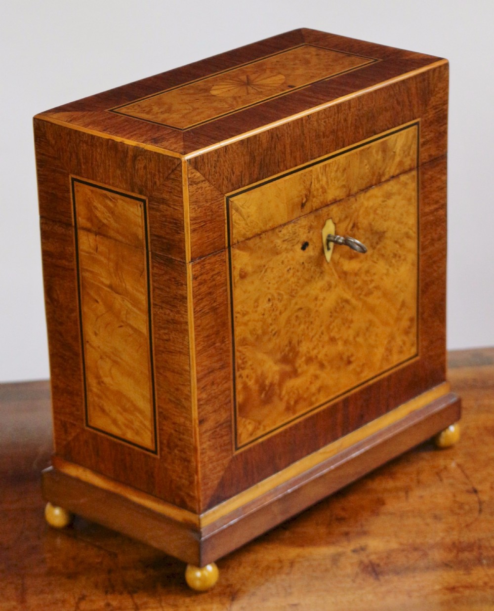 Regency Rosewood & Birdseye Maple 3 Bottle Decanter Case View III