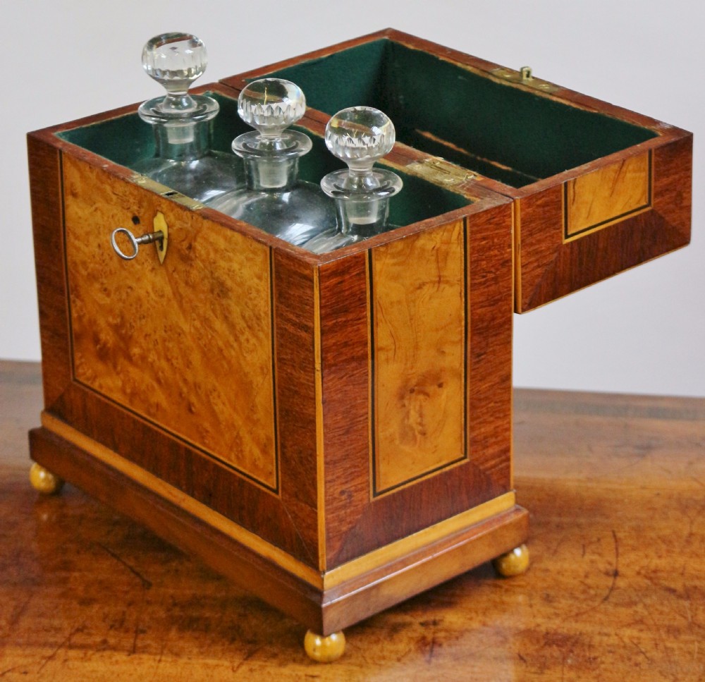 Regency Rosewood & Birdseye Maple 3 Bottle Decanter Case View IV