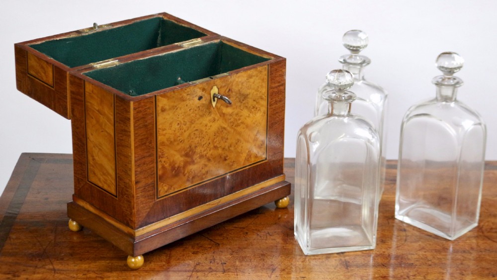 Regency Rosewood & Birdseye Maple 3 Bottle Decanter Case View VI