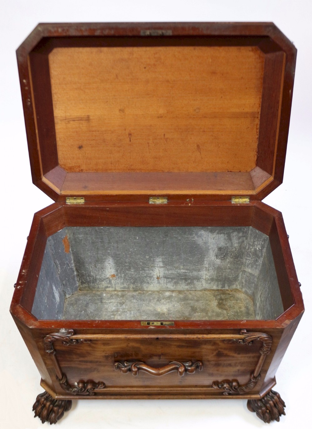 A Fine William 1V Mahogany Sarcophagus Wine Cooler with Carved Decoration View II