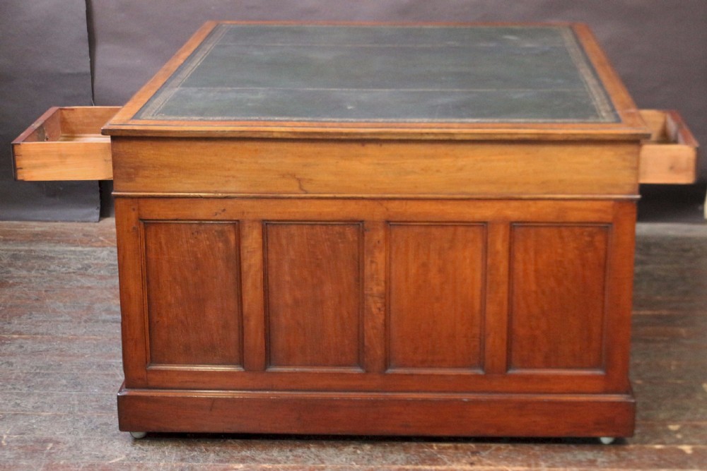 Late 19C Mahogany 3 Part 18 Drawer Partners Kneehole Desk View VI