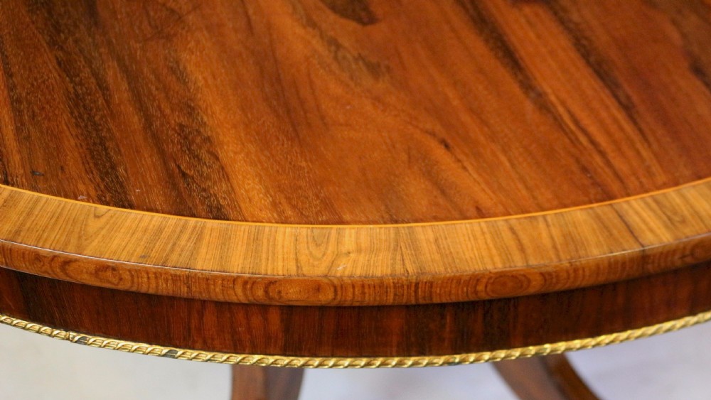 Regency Goncalo Alves Tilt Top Pedestal Round Centre Table View XIII