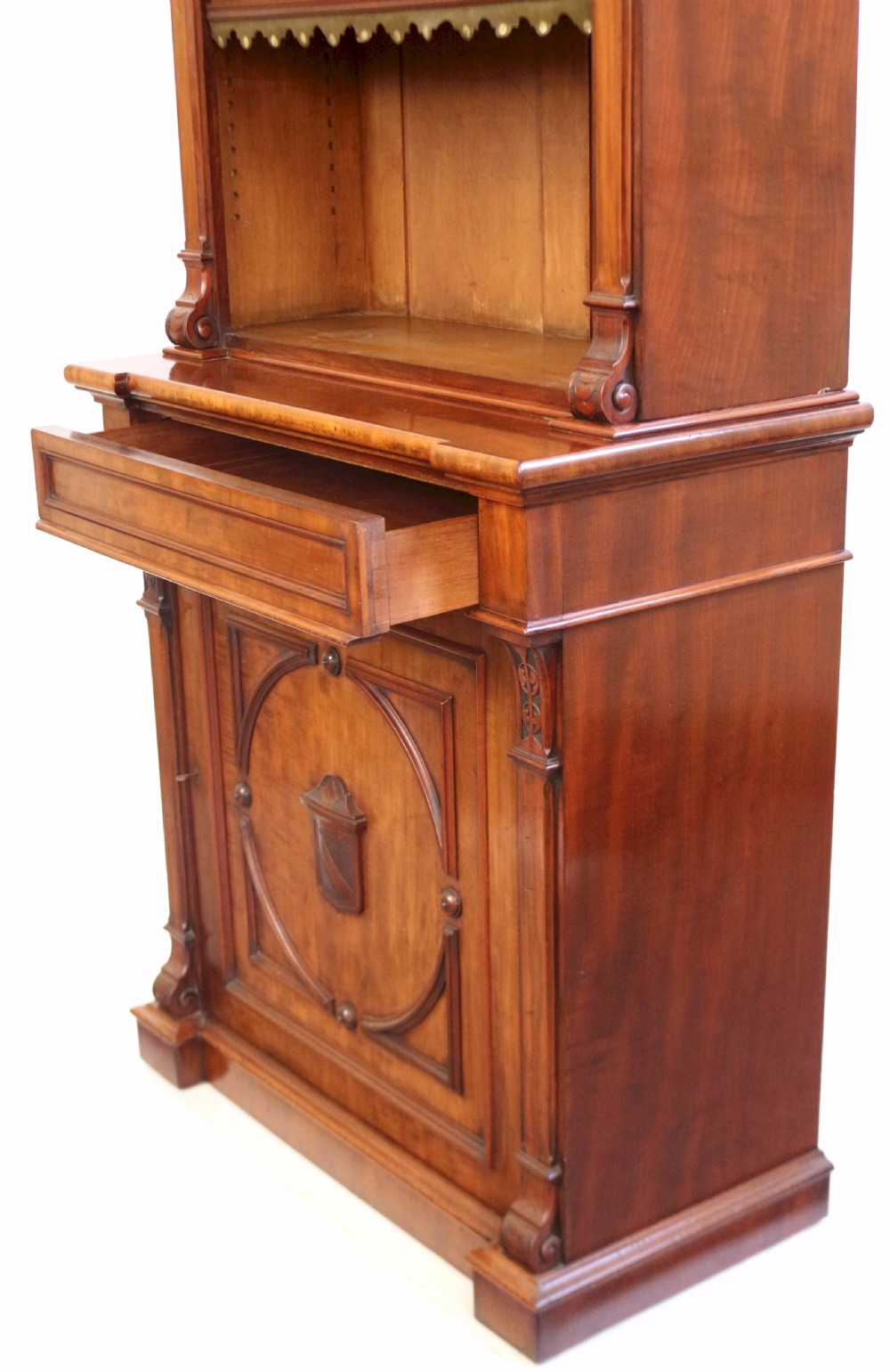 Fine Quality Victorian Mahogany Open Top Cupboard Base Bookcase. View VII