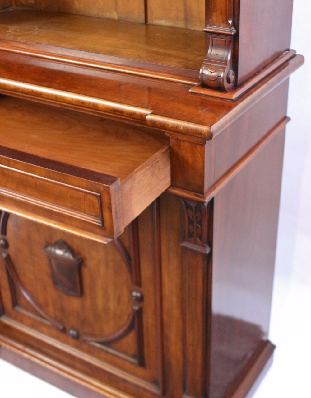 Fine Quality Victorian Mahogany Open Top Cupboard Base Bookcase. View XIII
