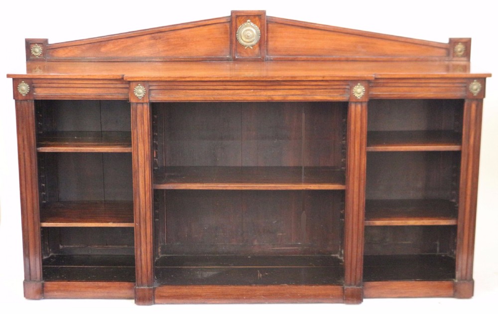 Early 19C Breakfront Open Dwarf Bookcase.