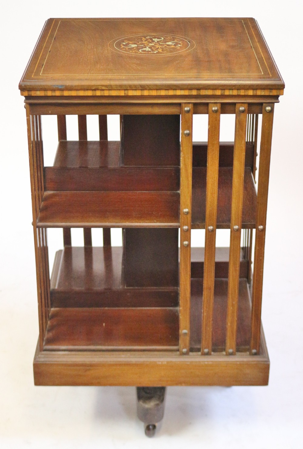 Edwardian Inlaid Mahogany Revolving Bookcase View II