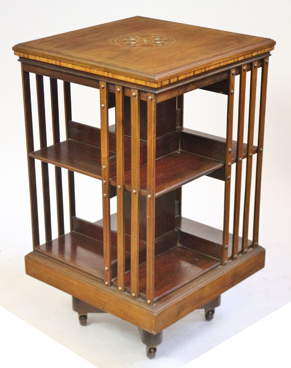 Edwardian Inlaid Mahogany Revolving Bookcase View III
