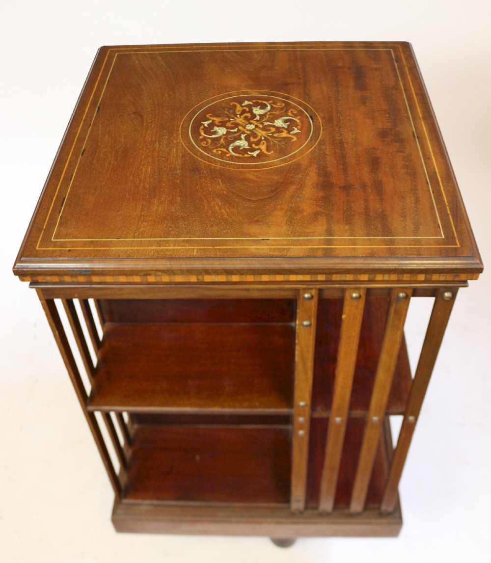 Edwardian Inlaid Mahogany Revolving Bookcase View IV