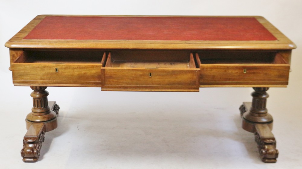 George 1V Mahogany 6 Drawer End Support Partners Writing Table in the Manner of Gillows View II