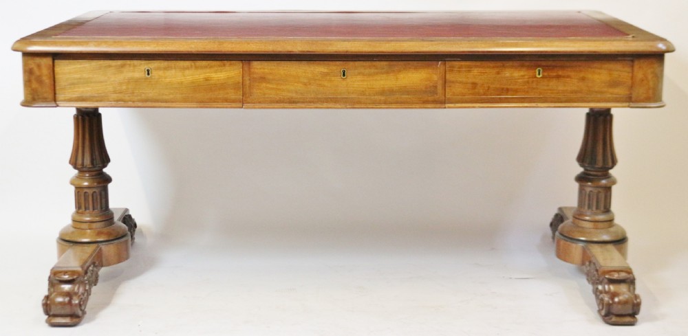 George 1V Mahogany 6 Drawer End Support Partners Writing Table in the Manner of Gillows View IV