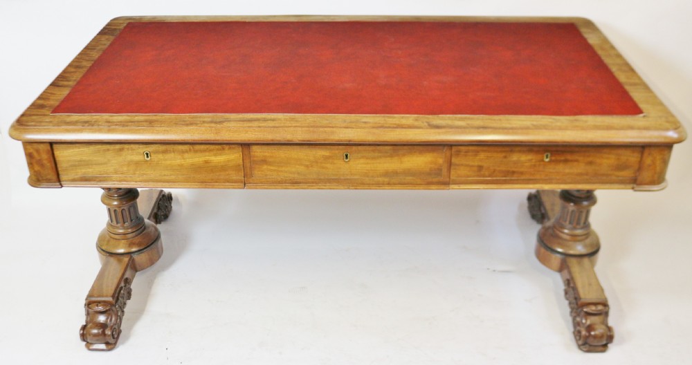 George 1V Mahogany 6 Drawer End Support Partners Writing Table in the Manner of Gillows View V